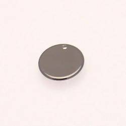 Perle en métal forme pastille ronde Ø12mm couleur noir / hématite (x 1)