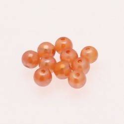 Perle ronde en verre Ø6mm couleur orange effet huile (x 10)