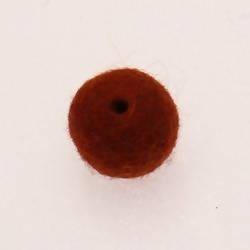 Perles en laine ronde Ø20mm couleur brun rougeoyant (x 1)