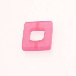 Perle en résine anneau carré 18x18mm couleur fushia brillant (x 1)