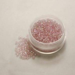 Perles de Rocaille 2mm rose transparent effet huilé (x 20g)