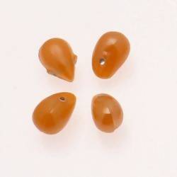 Perles en verre forme de grosses gouttes couleur orange clair brillant (x 4)
