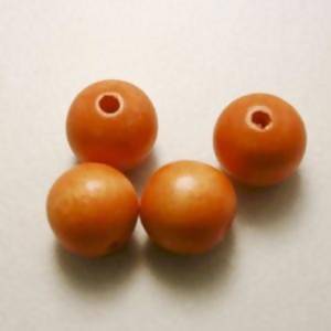 Perles en Bois rondes Ø12mm couleur Orange (x 4)