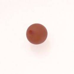 Perle ronde en résine Ø12mm couleur marron caramel mat (x 1)