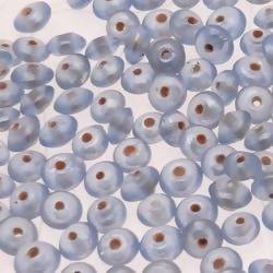 Perles en verre forme soucoupes Ø8mm couleur bleu pâle brillant (x 10)