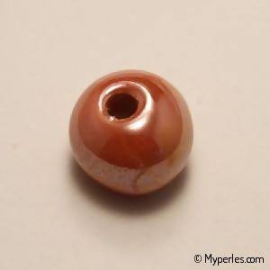 Perle en céramique ronde émaillée 16mm couleur corail (x 1)