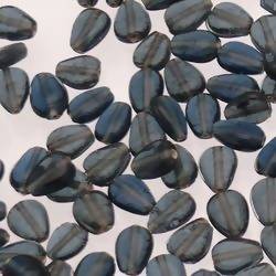 Perles en verre forme de goutte plate 10x7mm couleur Gris Anthracite transparent (x 1)