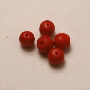 Perles en Bois rondes Ø6mm couleur rouge (x 5)
