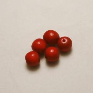 Perles en Bois rondes Ø6mm couleur rouge brique (x 5)