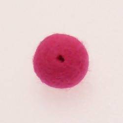 Perles en laine ronde Ø20mm couleur rose fushia (x 1)