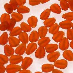 Perles en verre forme de goutte plate 10x7mm couleur Orange Foncé givré (x 1)