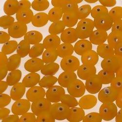Perles en verre forme soucoupes Ø8mm couleur jaune foncé opaque (x 10)