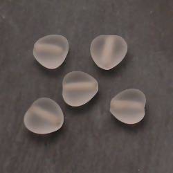 Perle en verre petit coeur 10mm couleur transparent givré (x 5)