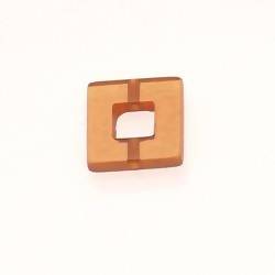 Perle en résine anneau carré 18x18mm couleur marron caramel brillant (x 1)