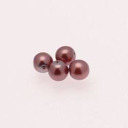 Perle en verre ronde nacrée Ø7mm couleur rose parme (x 4)