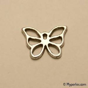 Perle breloque en métal forme papillon 17x18mm couleur argent (x 1)