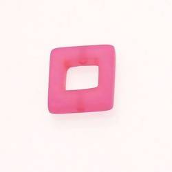 Perle en résine anneau carré 18x18mm couleur fushia mat (x 1)