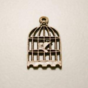 Perle en métal breloque cage à oiseaux 14x21mm couleur cuivre (x 1)