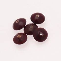 Perles en verre forme soucoupes Ø10-12mm couleur chocolat opaque (x 5)