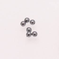 Perle en verre ronde nacrée Ø4mm couleur gris (x 6)