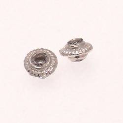 Perle métal petites soucoupes striées 8mm couleur argent (x 2)
