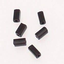 Perles en verre forme tube carré 7x3mm couleur noir opaque (x 6)