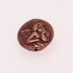 Perle métal breloque piecette ange couleur cuivre (x 1)