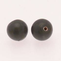 Perle en verre ronde Ø14mm couleur gris anthracite opaque (x 2)