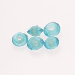 Perles en verre forme soucoupes Ø10-12mm couleur bleu turquoise transparent (x 5)