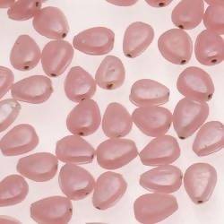 Perles en verre forme de goutte plate 10x7mm couleur Rose brillant (x 1)