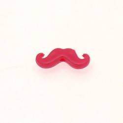 Perle résine forme moustache rose fushia 08x20mm (x 1)