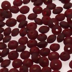 Perles en verre forme soucoupes Ø8mm couleur rubis givré (x 10)