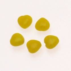 Perle en verre petit coeur 10mm couleur jaune opaque (x 5)