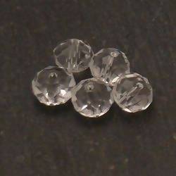 Perles en verre boules aplaties à facettes Ø8mm couleur transparent (x 5)