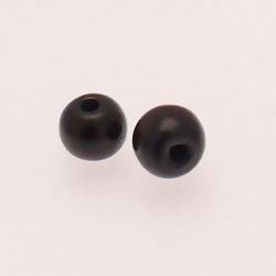 Perles rondes en corne Ø8mm couleur marron très très foncé (x 2)