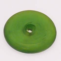 Perle en verre forme maxi palet Ø40mm couleur vert olive givré (x 1)