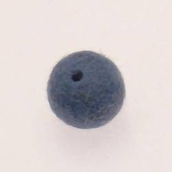 Perles en laine ronde Ø20mm couleur bleu jean (x 1)