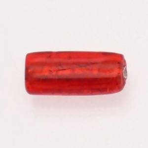 Perle en verre forme rectangle argent 25x10mm couleur rouge (x 1)