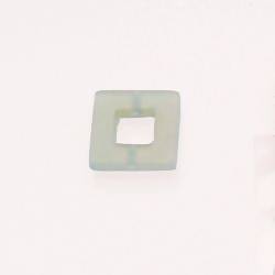 Perle en résine anneau carré 18x18mm couleur vert d'eau mat (x 1)