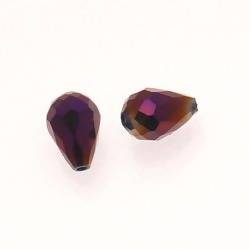 Perles en verre goutte à facettes 08x11mm couleur pourpre (x 2)