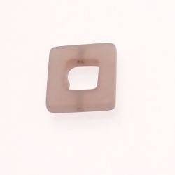 Perle en résine anneau carré 18x18mm couleur gris mat (x 1)