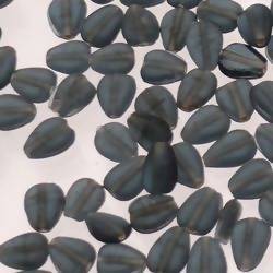 Perles en verre forme de goutte plate 10x7mm couleur Gris Anthracite givré (x 1)
