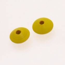 Perles en verre forme soucoupes Ø15mm couleur Jaune opaque (x 2)