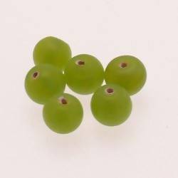 Perle ronde en verre Ø8mm couleur vert prairie opaque (x 6)