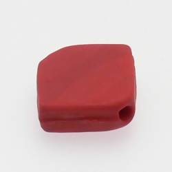 Perle en verre forme maxi carré 25x25mm couleur rouge givré (x 1)