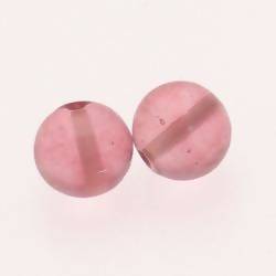 Perle en verre ronde Ø14mm couleur rose transparent (x 2)