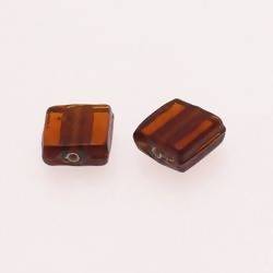 Perles en verre forme carré 15x15mm couleur ambre transparent (x 2)