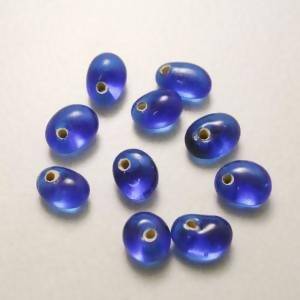 Perles en verre forme de petite goutte Ø5mm couleur bleu ocean transparent (x 10)