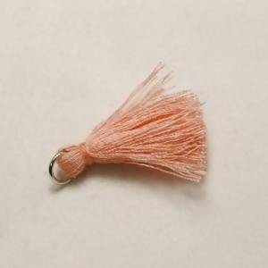 Pampille Coton 30x5mm couleur rose anneau argent 6mm (x 1)