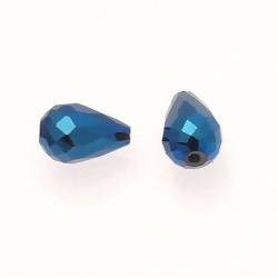 Perles en verre goutte à facettes 08x11mm couleur bleu (x 2)